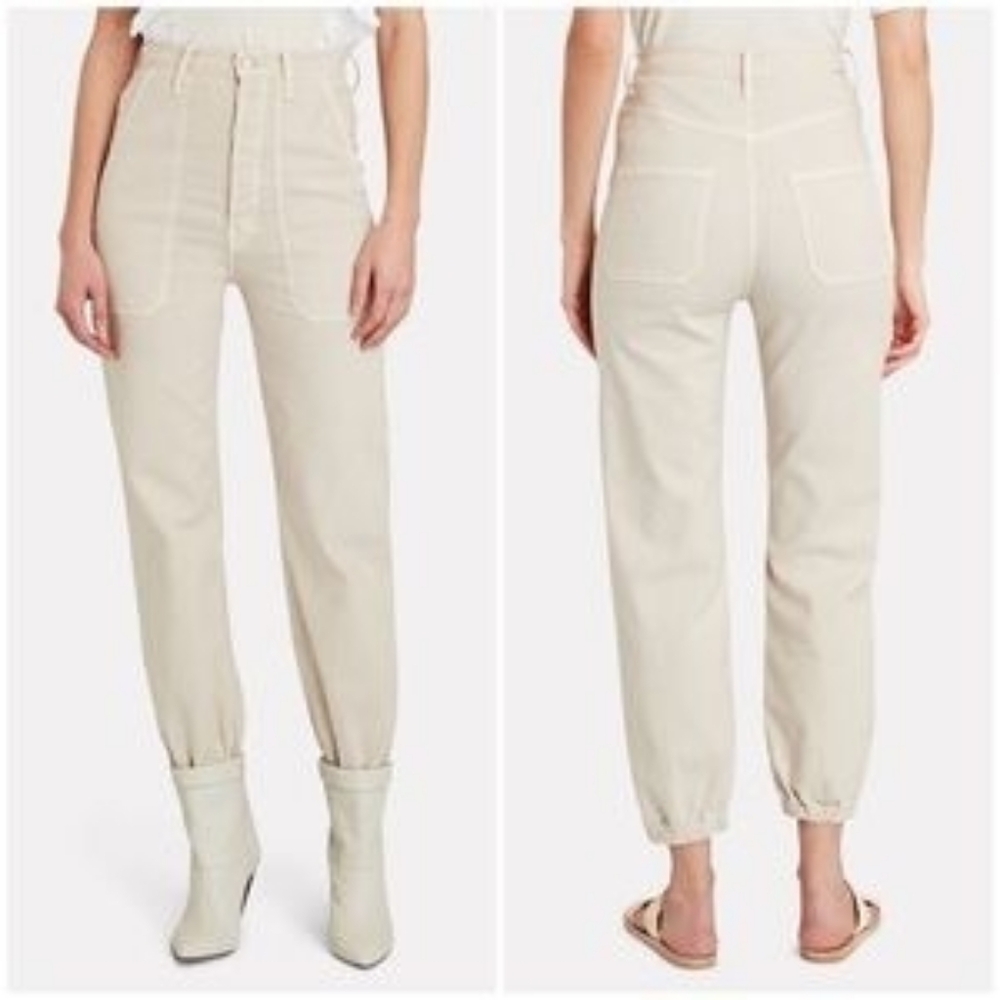 MOTHER Beige Cropped High-Waist Ankle Pants - Picture 2 of 11